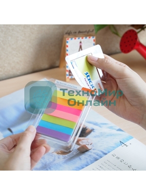 Закладки самоклеящиеся, индексы бумажные Hopax 21618 10x50мм, 7 цветов в упаковке, 40 листов, блистер