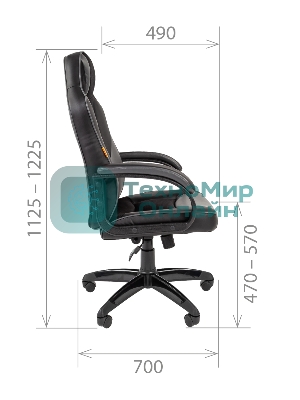 Кресло Chairman game 17 черный, экокожа, 120 кг, механизм качания