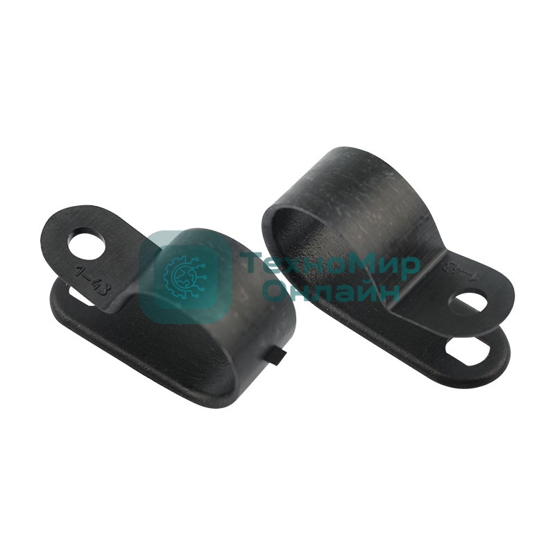 Кабельная скоба под винт Rexant 16 мм, черная, упаковка 50 шт.