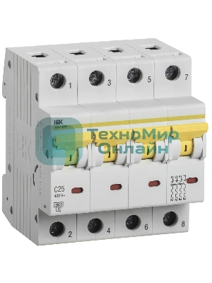 Выключатель автоматический IEK KARAT ВА47-60M 4Р 25А 6кА С
