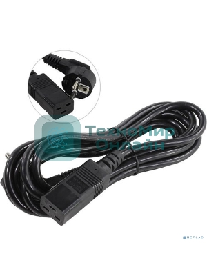 Кабель питания ExeGate Power PC19-3P (Евровилка Schuko->С19) VDE-250V-3*1.5-CU, черный, 16А, 3м