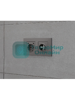 Комплект механизма электрической розетки 2USB С+C 20W с/з на винтовых зажимах 16A-250V ALFA Антрацит серый QUANT (AP6605, VM165) MA660510