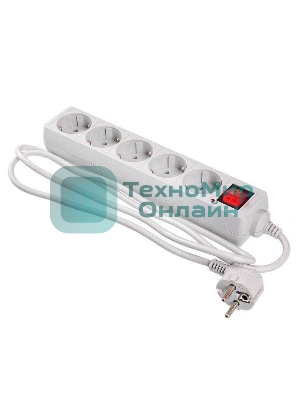 Сетевой фильтр Buro 500SL-1.5-G 1.5 м, 5 розеток, серый (пакет ПЭ)