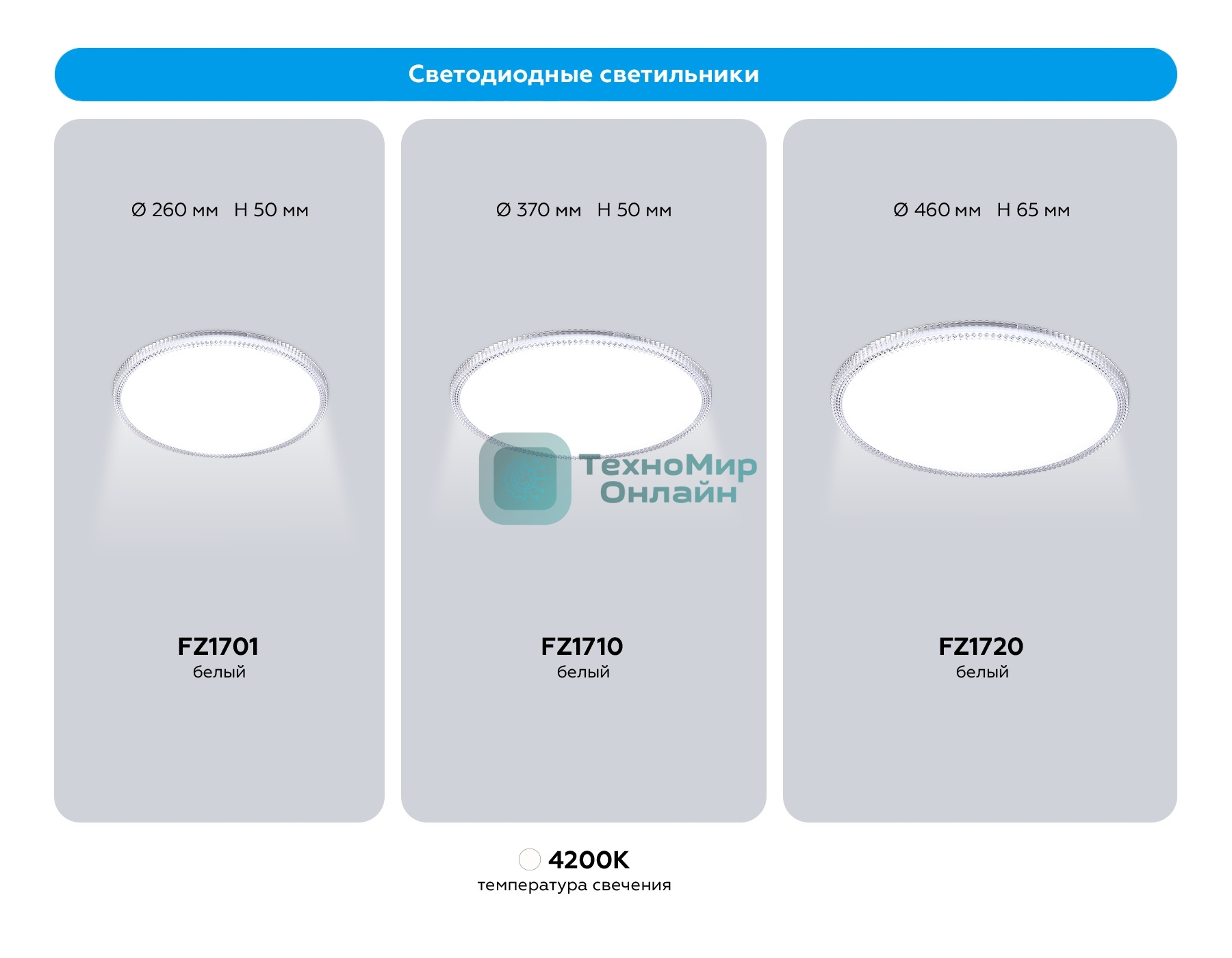 Потолочный светодиодный светильник Ambrella light FZ1710 WH белый IP20 40W 4200K 370*50 (Без ПДУ)
