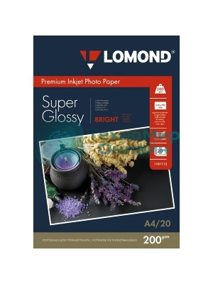 Фотобумага Lomond 1101112 A4/200г/м2/20л./белый высокоглянцевое для струйной печати