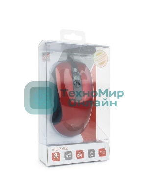 Мышь проводная Gembird MOP-400-R красный, 1000 dpi, USB, кнопки - 3