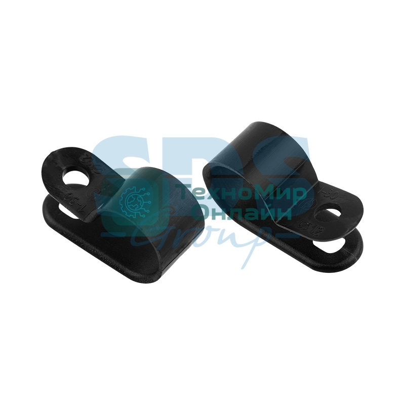 Кабельная скоба под винт Rexant 12 мм, черная, упаковка 50 шт.