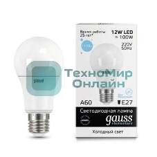 Лампа светодиодная LED Gauss Elementary A60 12Вт E27 6500К