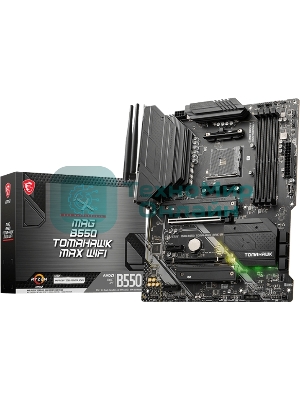 Материнская плата MSI MAG B550 TOMAHAWK MAX WIFI, AM4, AMD B550, 4xDDR4, 6xSATA, 2xM.2, 1xPCI-E 4.0 x16, 1xPCI-E 3.0 x4, 2xPCI-E x1, 1xHDMI, 1xDP, 1x 2.5Gb LAN, 2xUSB-A 2.0, 2xUSB-A 3.2 Gen 1, 1xUSB-A 3.2 Gen 2, 1xUSB-C 3.2 Gen 2, 5x3.5 мм, 7.1, ATX