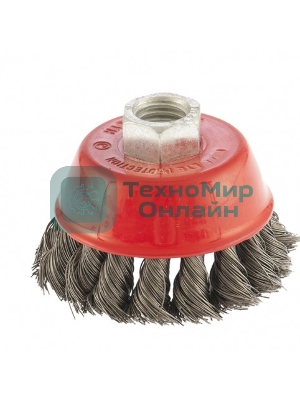 Щетка Matrix для УШМ, 75 мм, М14, Чашка, крученая проволока 0,35 мм