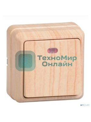 Выключатель 1-кл. ОП ОКТАВА 10А IP20 с индик. сосна IEK EVO11-K03-10-DC