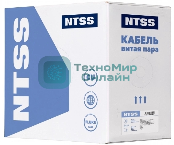 Кабель информационный NTSS NTSS-IN-UUTP4-5E-LSZH-GY cat.5E U/UTP 4 пары 24AWG LSZH внутренний 305м серый