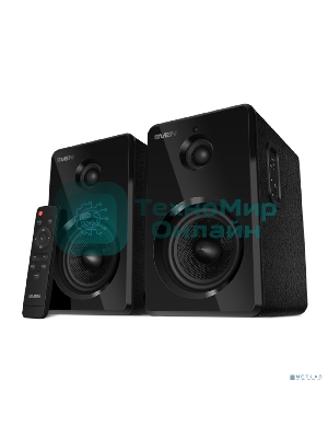 Акустическая система SVEN SPS-730 2.0 черные (2x25Вт, экокожа, USB/SD, пульт ДУ, Bluetooth)