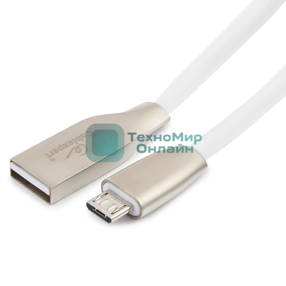 Кабель USB2.0 Cablexpert CC-G-mUSB01W-3M, AM/microB, серия Gold, длина 3м, белый, блистер