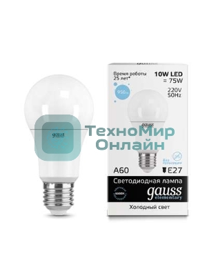 Лампа светодиодная LED Gauss Elementary A60 10Вт E27 6500К