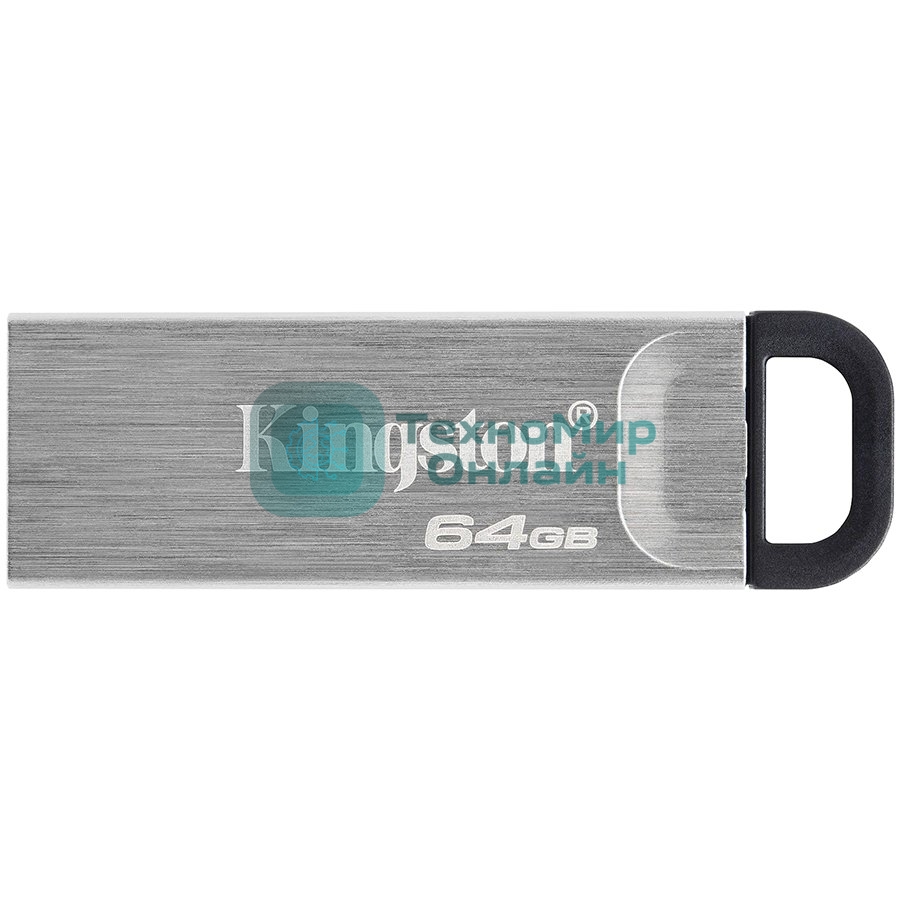 Флешка USB Kingston DataTraveler KYSON (DTKN/64GB), 64Gb, USB 3.2 Gen 1, R/W 200/60, серебристый/черный