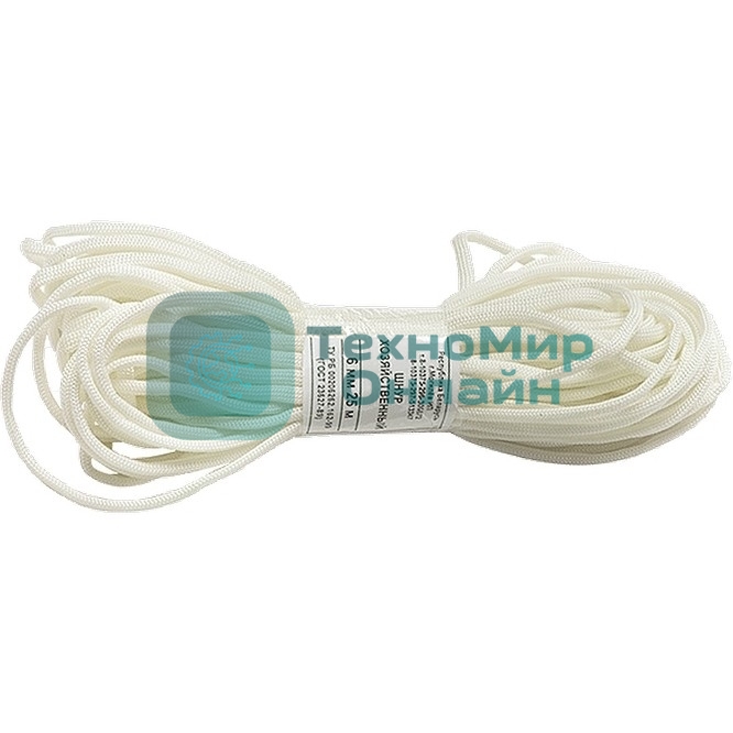 Шнур хозяйственный Сибртех D 6 мм, L 25 м, 140 кгс, полиэфирный