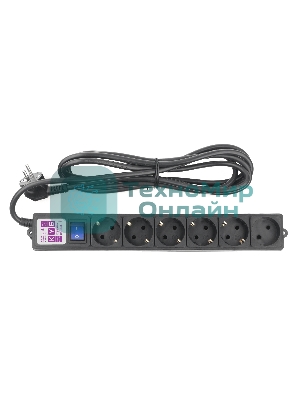Фильтр-удлинитель PC 3 м 6 р, черный 16А, SPG6-B1
