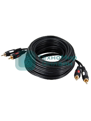 Шнур Rexant 2 RCA - 2 RCA, длина 3 метра, черный (GOLD)