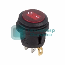 Выключатель клавишный Rexant круглый 250V 6А (3с) ON-OFF красный с подсветкой, влагозащита