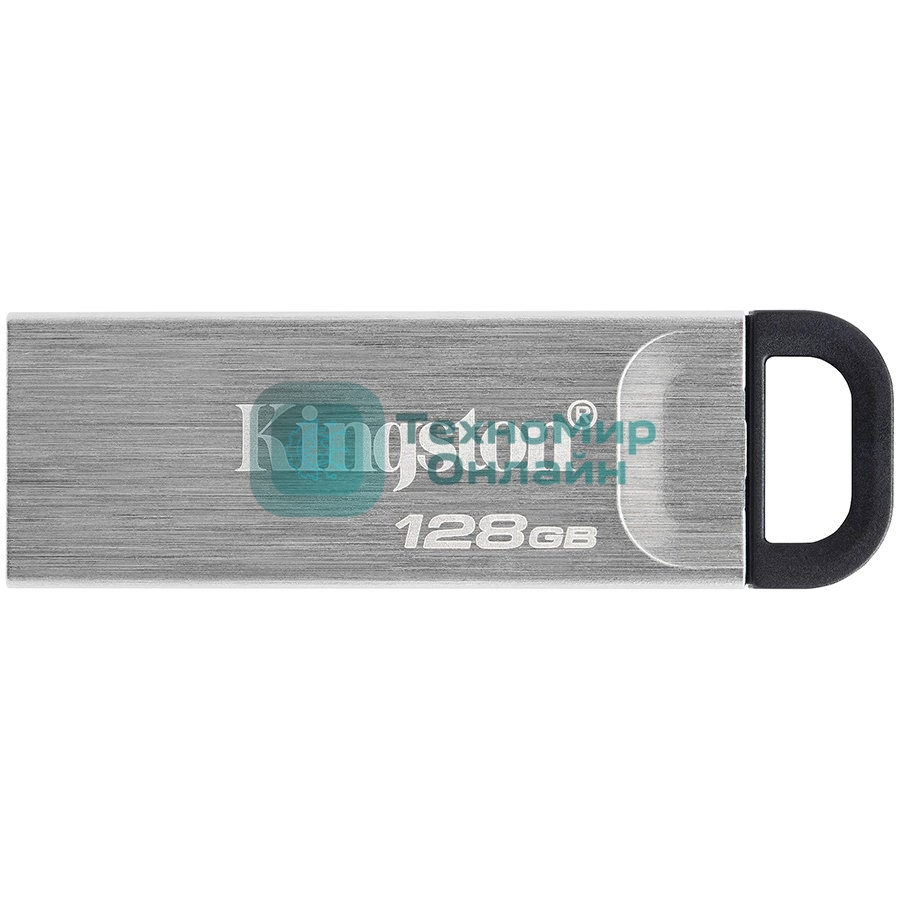 Флешка USB Kingston DataTraveler KYSON (DTKN/128 Gb), 128Gb, USB 3.2 Gen 1, R/W 200/60, серебристый/черный