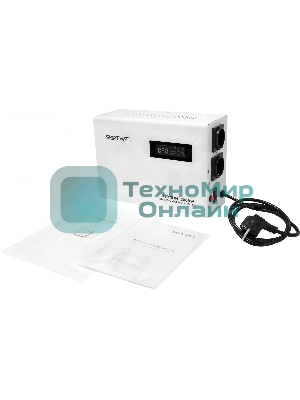 Настенный стабилизатор напряжения SMARTWATT AVR SLIM 1500RW (100W - 260W, 1500VA, 1.5 кВт, 50 Гц, розеток - 2, LED-диспл