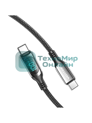 Кабель Vention USB 2.0 CM/CM с LED дисплеем - 1.2м. черный 5А PD100W, шт.