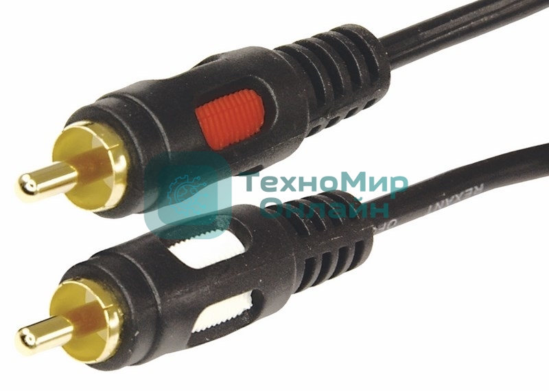 Шнур Rexant 2 RCA - 2 RCA, длина 1,5 м етра, черный (GOLD)