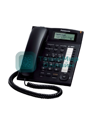 Телефон проводной Panasonic KX-TS2388RUB черный индикатор вызова,повторный набор последнего номера,4 уровня громкости звонка