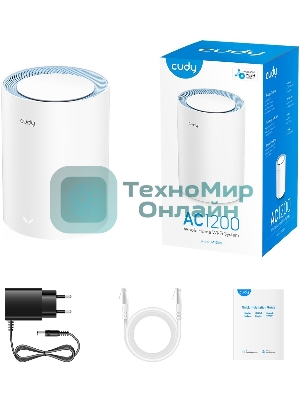 Бесшовный Mesh роутер Cudy M1200(1-Pack) AC1200 10/100BASE-TX белый