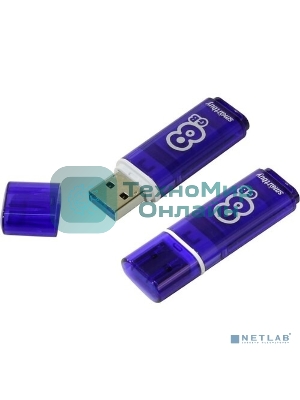 Флешка USB SmartBuy Glossy series Dark Blue (SB8GbGS-DB), 8Gb, USB 3.0/3.1, R/W 70/25, синий