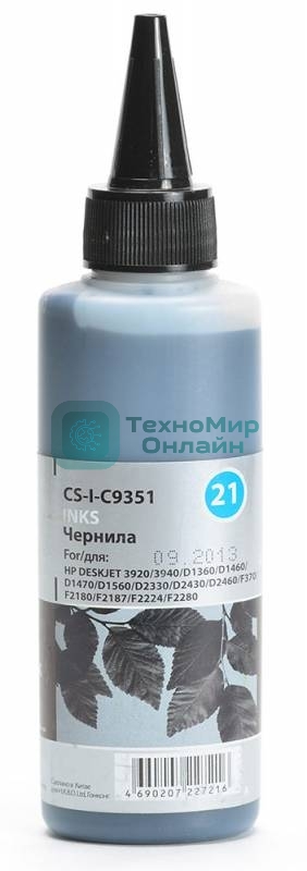 Чернила Cactus CS-I-C9351 черный (100мл) HP DeskJet 3920/3940/D1360/D1460/D1470/D1560