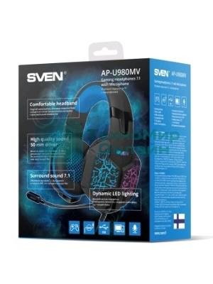 Гарнитура Sven AP-U980MV синий-чёрный, проводная, USB