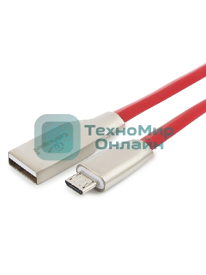 Кабель USB2.0 Cablexpert CC-G-mUSB01R-1.8M, AM/microB, серия Gold, длина 1.8м, красный, блистер