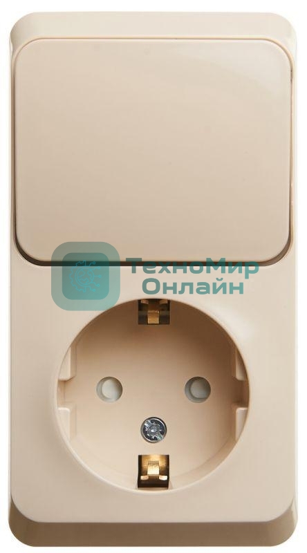Блок Schneider-electric ЭТЮД О/У БЛОК: Розетка с зазем. со шт. + Выключатель 1-клавиш., кремовый,