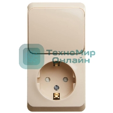 Блок Schneider-electric ЭТЮД О/У БЛОК: Розетка с зазем. со шт. + Выключатель 1-клавиш., кремовый,