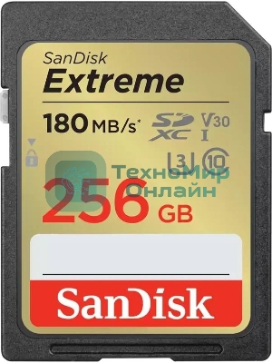 Флеш карта SD 256Gb SanDisk SDXC Class 10 V30 UHS-I U3 Extreme, 180MB/s