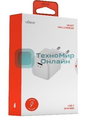 Сетевое зарядное устройство uBear WC20WH01-AD 20W 3A (PD+QC) USB-C универсальное белый