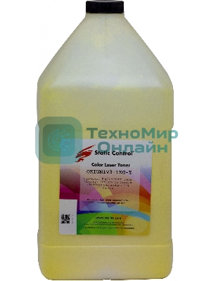 Тонер Static Control OKIUNIV3-1KG-Y желтый флакон 1000гр. для принтера Oki C3300N/5500