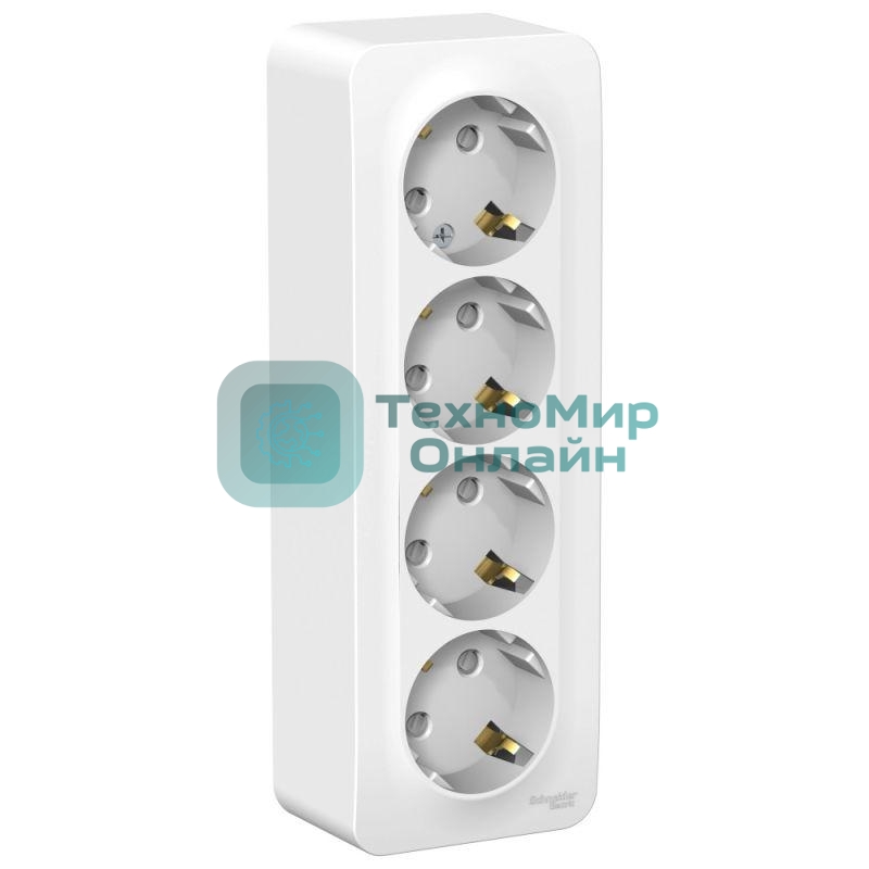 Розетка 4-м ОП Blanca 16А 250В защ. шторки с заземл. изол. пласт. белый SchE BLNRA011411