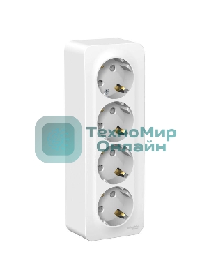 Розетка 4-м ОП Blanca 16А 250В защ. шторки с заземл. изол. пласт. белый SchE BLNRA011411