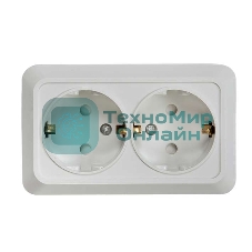 Розетка 2-м BOLLETO защ. шторки с заземл. накл. 7128х белый ASD/IN HOME 4690612000961