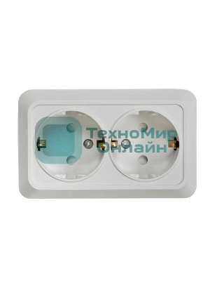 Розетка 2-м BOLLETO защ. шторки с заземл. накл. 7128х белый ASD/IN HOME 4690612000961