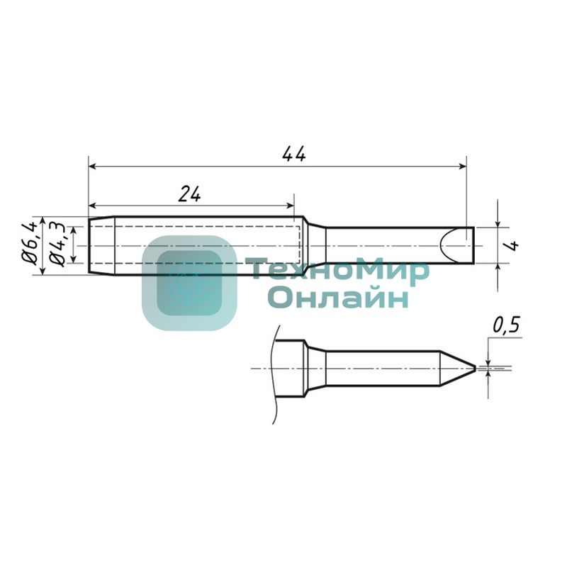 Жало Rexant для паяльника серии 900М, Ø 4.3 мм, тип плоский большой 4.0 мм