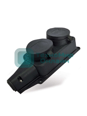 Розетка двухместная настенная с заглушками c заземлением каучук 16А 250В IP44 (1027)