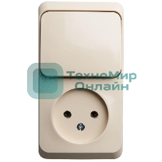 Блок ОП Этюд (1-м розетка без заземл. + 1-кл. выкл.) крем. SchE