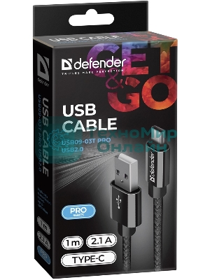 Кабель Defender USB2.0 TO TYPE-C 1M черный USB09-03T