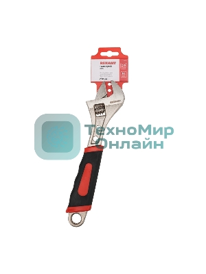 Разводной ключ Rexant 250 мм никелированный, двухкомпонентная рукоятка