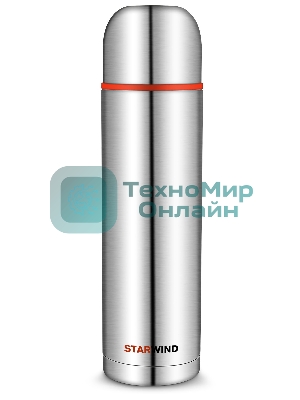 Термос Starwind 20-1200 1.2 л, серебристый/красный, картонная коробка