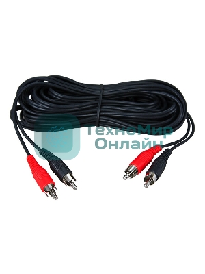 Шнур Rexant 2 RCA - 2 RCA, 3 м, черный (10 шт./уп.)